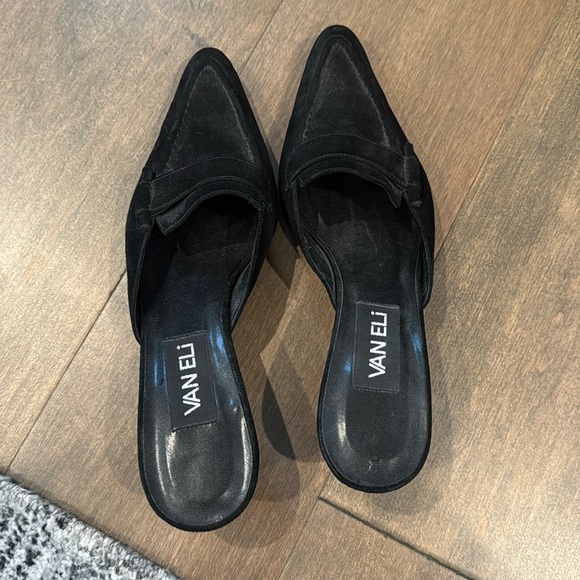 Black Suede Van Eli Mules- worn 1x - Picture 2 of 3